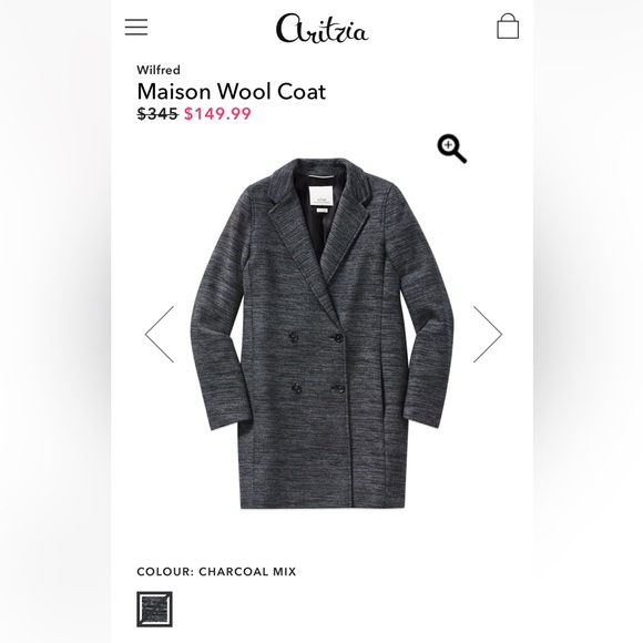 Aritzia Wilfred Maison Wool coat white/grey melange sz S - Picture 5 of 8